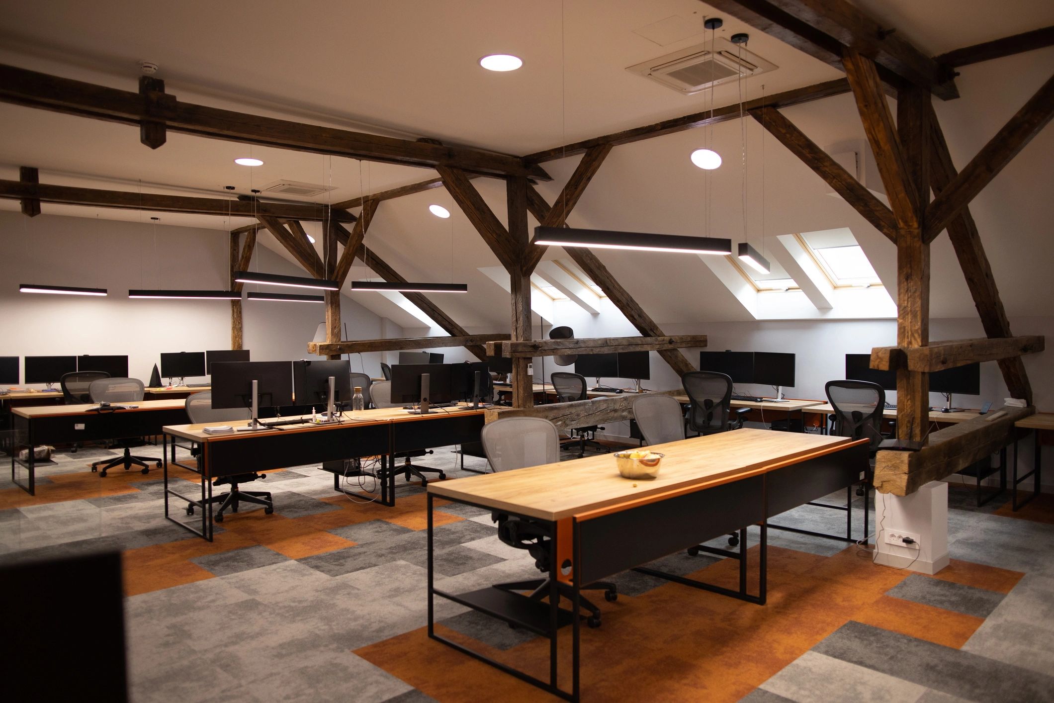 Modern office with computer equipment and networking-ready workspace