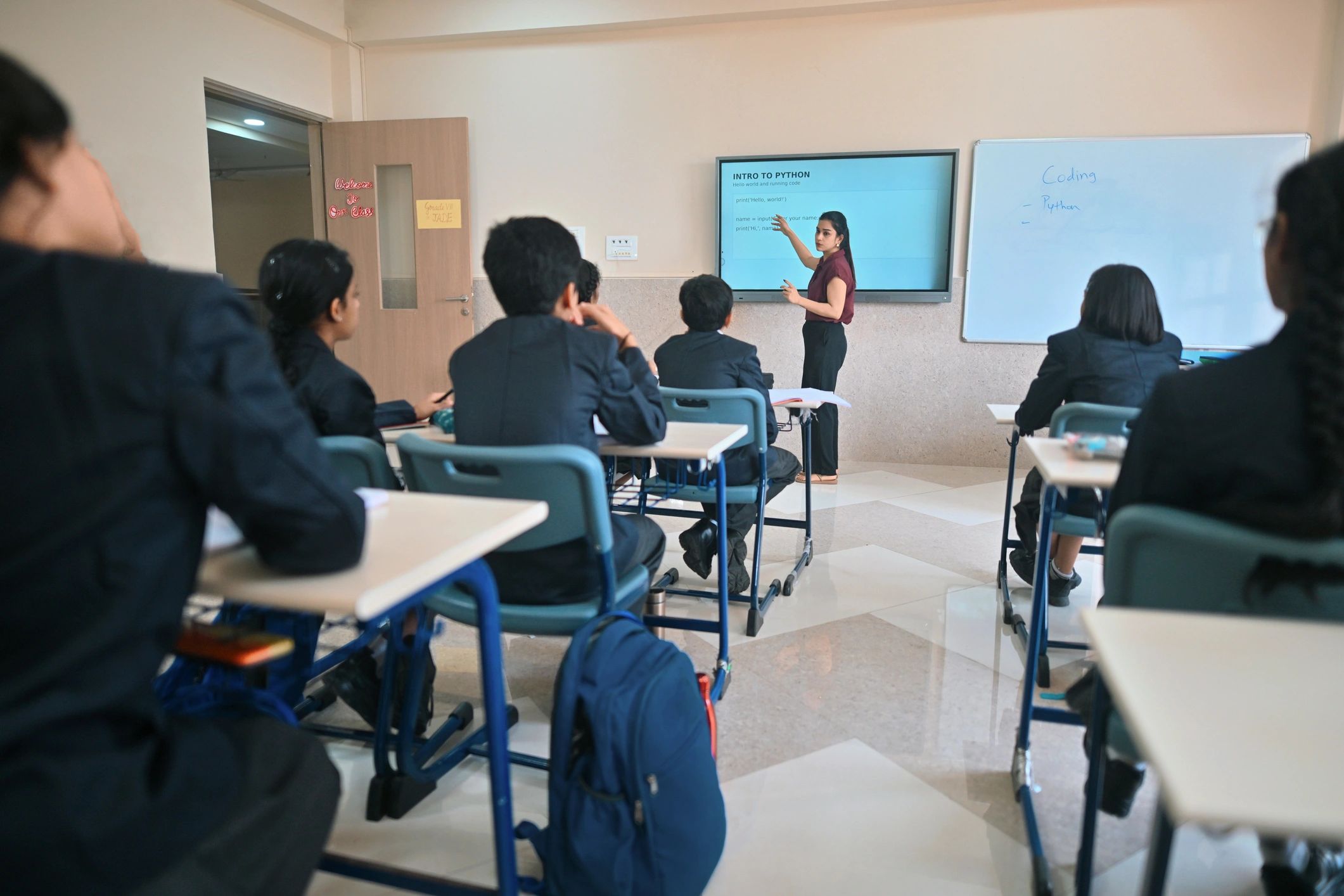Interactive classroom display used during a lesson