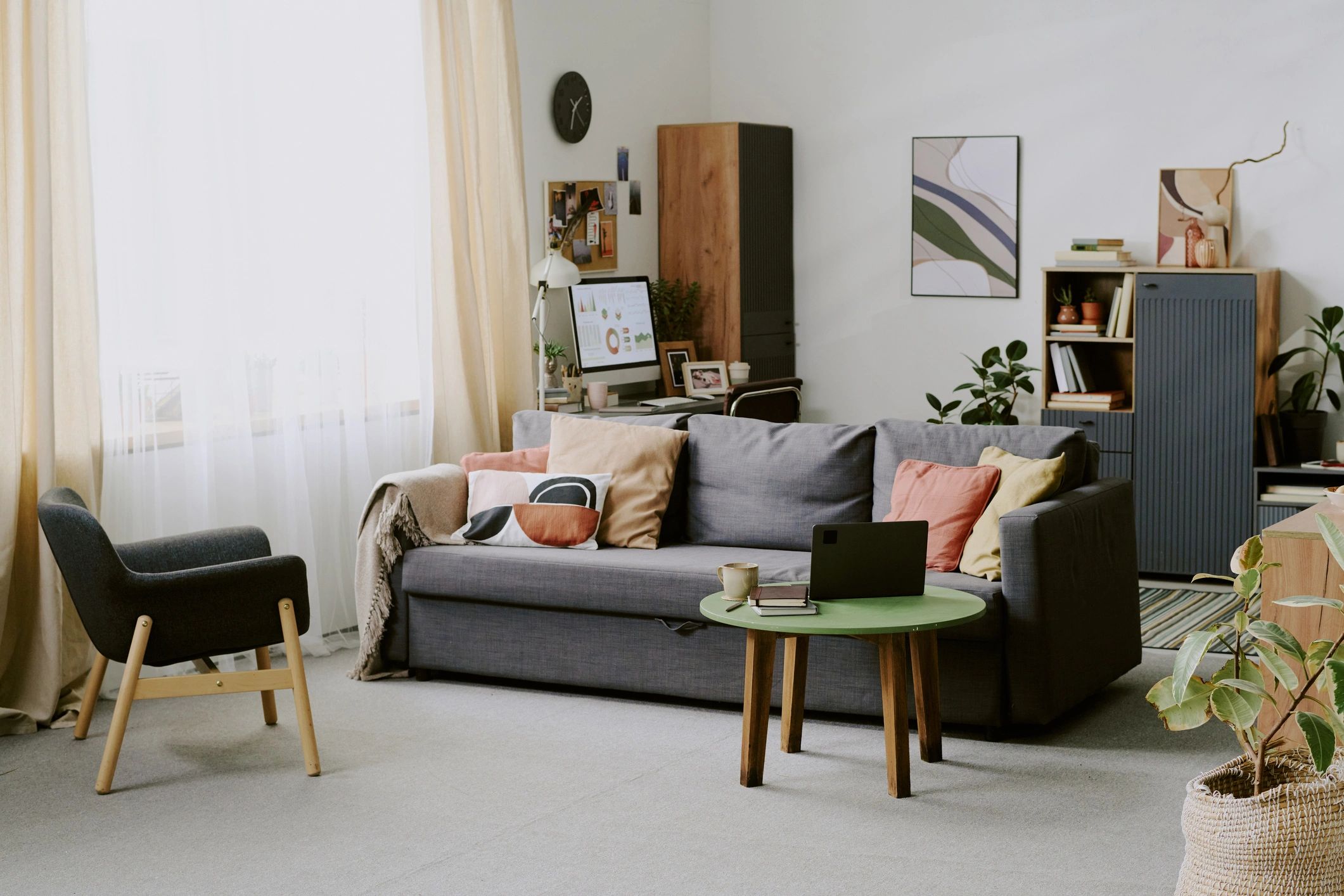 Modern remote work setup with laptop