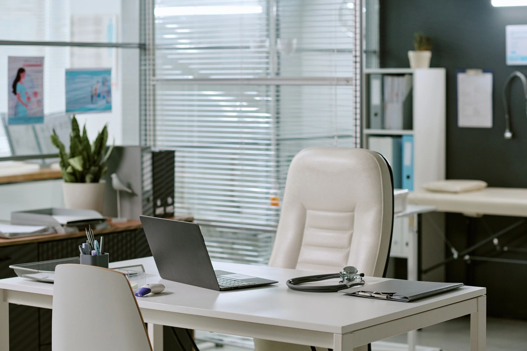 Laptop on a modern office desk