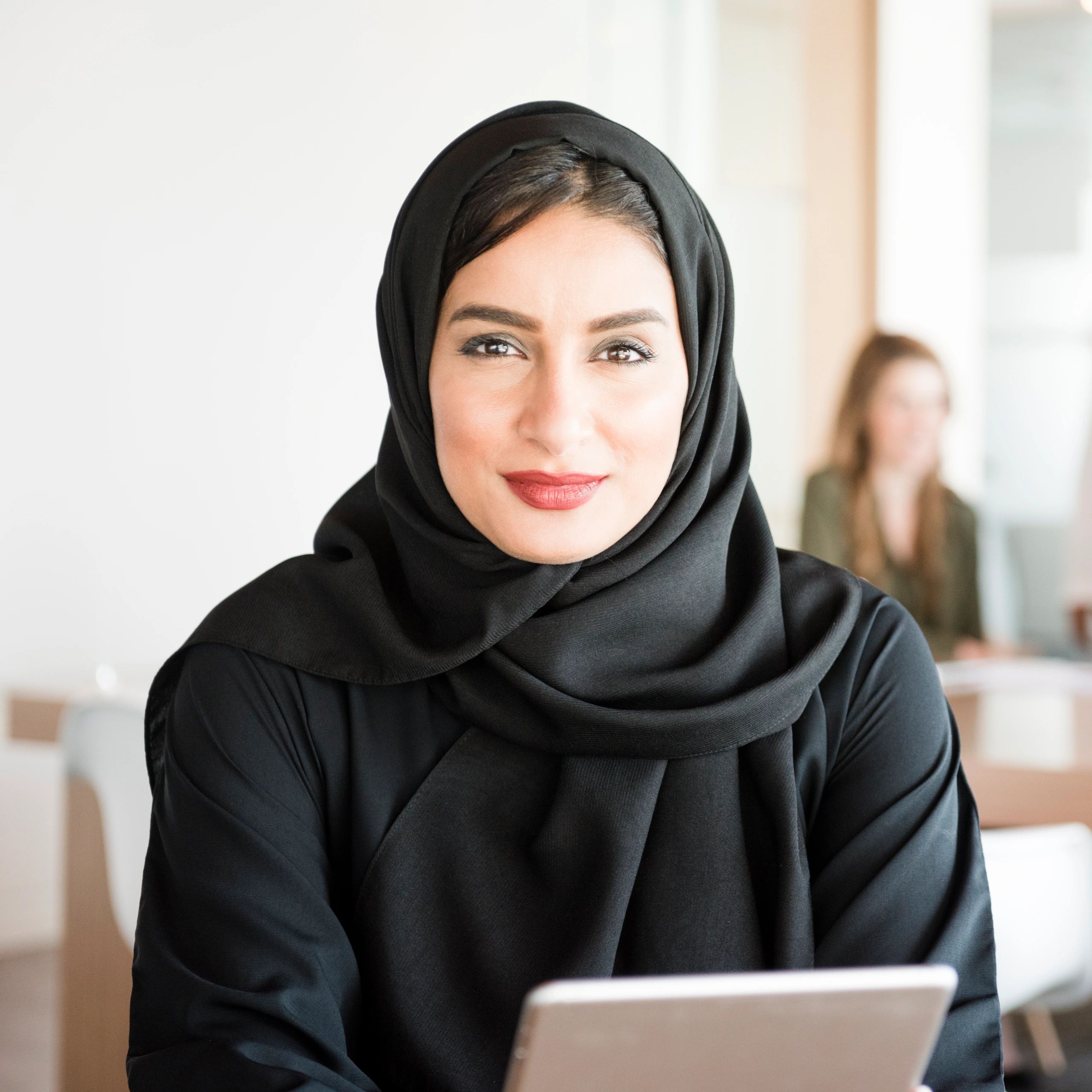 Portrait of business customer