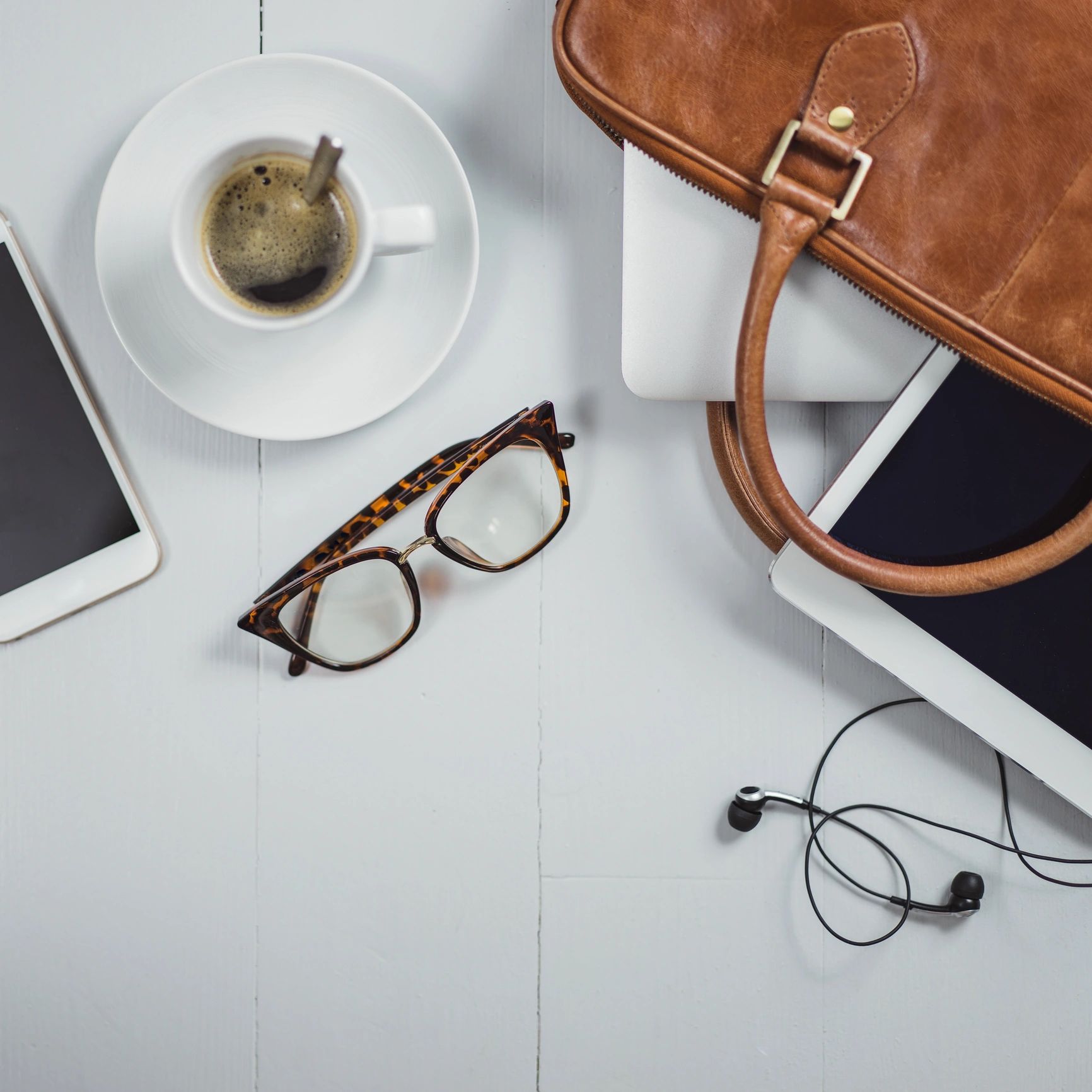 Overhead Business Angles still life of office desk