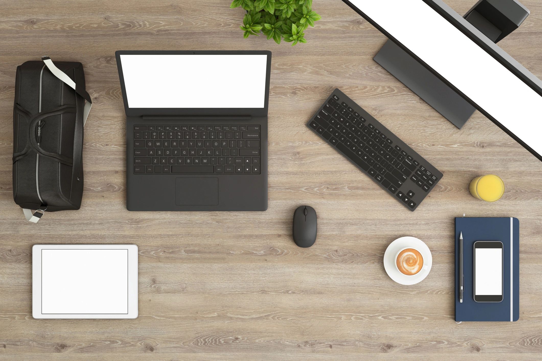 Modern workspace with laptop and accessories